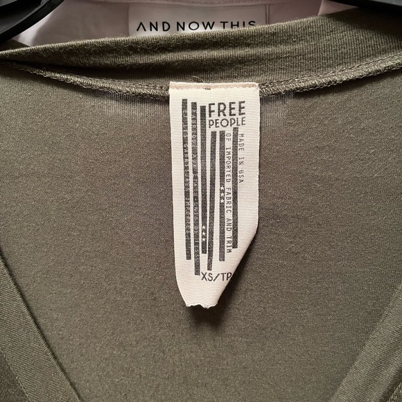 Free People Me Oh My Olive Green V-Neck Short Sleeve Bodysuit - Picture 6 of 7